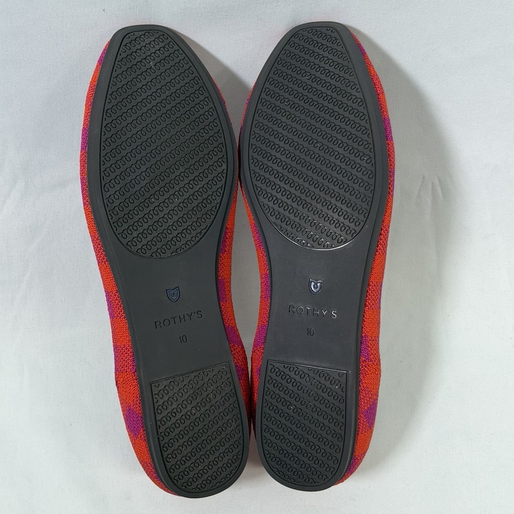 Rothys Size-10 Women Ballet Flat The Square Pomegranate Gingham Orange Plaid - Picture 3 of 10